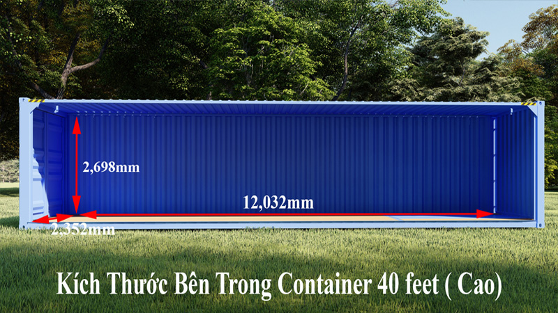 Kích thước bên trong container 40 ft cao