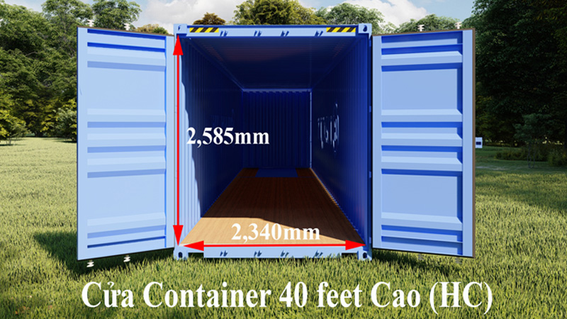 Kích thước cửa container 40 feet cao