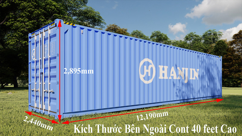 Kích thước container 40 feet cao HC