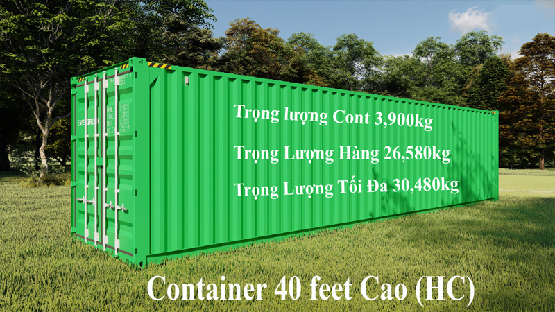 Trọng lượng container 40 feet cao