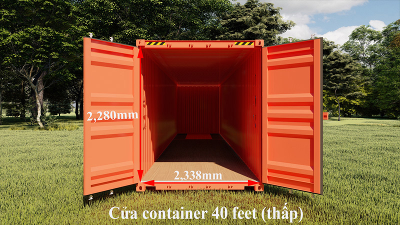 Kích thước cánh cửa container 40 ft