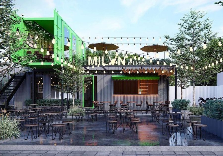 Top 50+ mẫu quán trà sữa container thiết kế ấn tượng - Ảnh 34